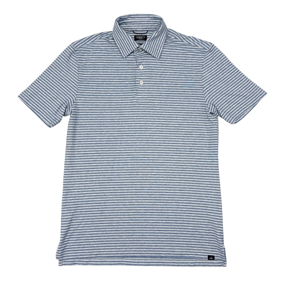 Faherty Movement Polo Shirt Men's Size XS Blue Striped Knit Reserve Golf Casual